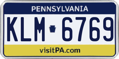 PA license plate KLM6769