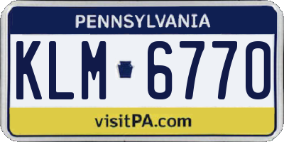 PA license plate KLM6770