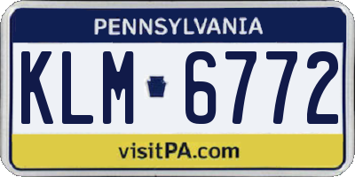 PA license plate KLM6772