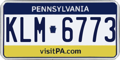 PA license plate KLM6773