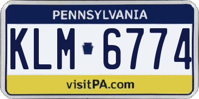 PA license plate KLM6774