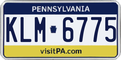 PA license plate KLM6775