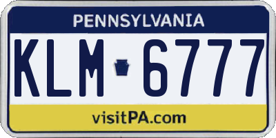 PA license plate KLM6777