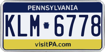 PA license plate KLM6778