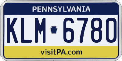 PA license plate KLM6780