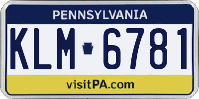 PA license plate KLM6781