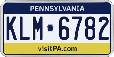 PA license plate KLM6782