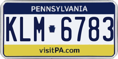 PA license plate KLM6783
