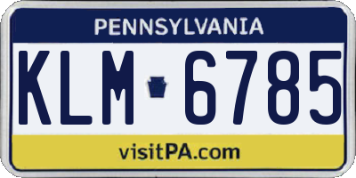 PA license plate KLM6785