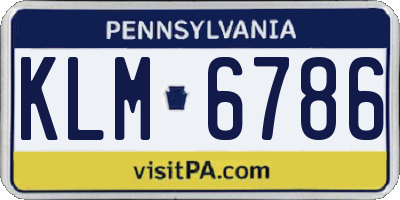 PA license plate KLM6786