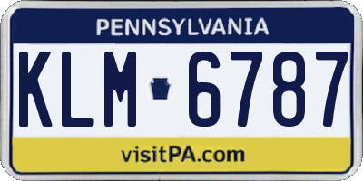 PA license plate KLM6787