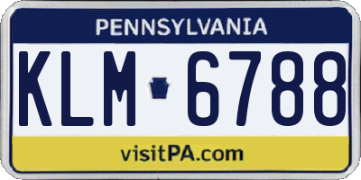 PA license plate KLM6788