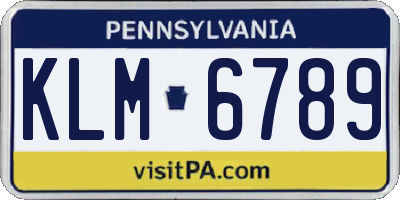 PA license plate KLM6789