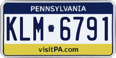 PA license plate KLM6791