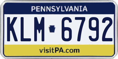PA license plate KLM6792
