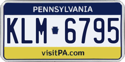 PA license plate KLM6795