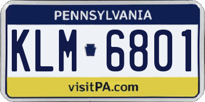 PA license plate KLM6801