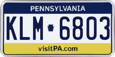 PA license plate KLM6803