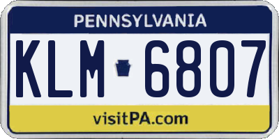 PA license plate KLM6807