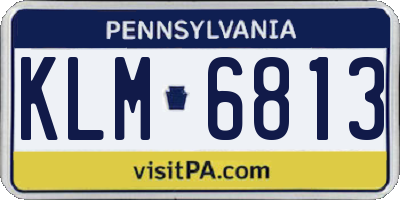 PA license plate KLM6813
