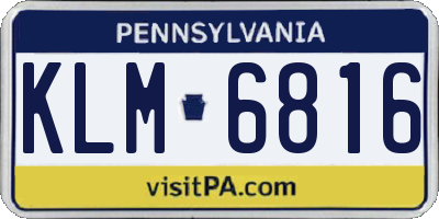 PA license plate KLM6816