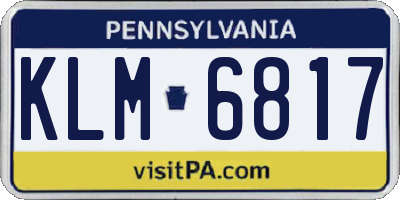 PA license plate KLM6817