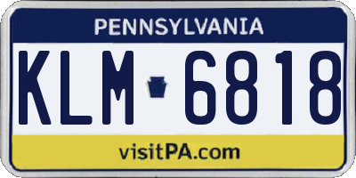 PA license plate KLM6818