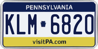 PA license plate KLM6820
