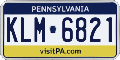 PA license plate KLM6821