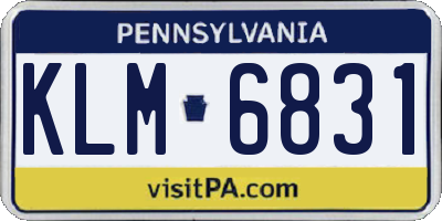 PA license plate KLM6831