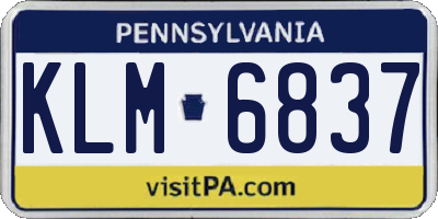 PA license plate KLM6837