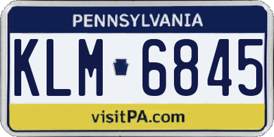 PA license plate KLM6845