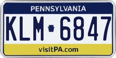 PA license plate KLM6847