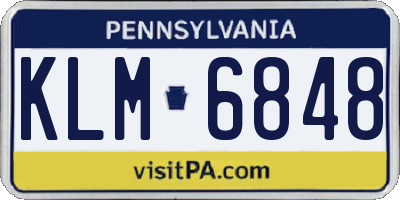 PA license plate KLM6848
