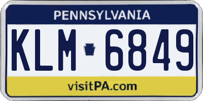 PA license plate KLM6849