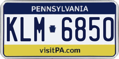 PA license plate KLM6850