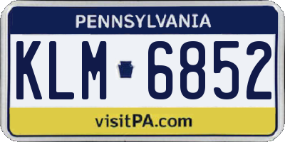 PA license plate KLM6852
