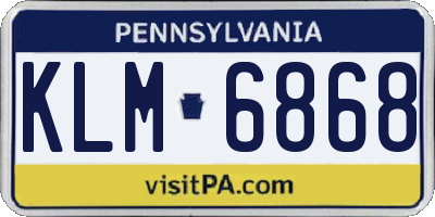 PA license plate KLM6868