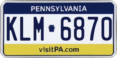 PA license plate KLM6870