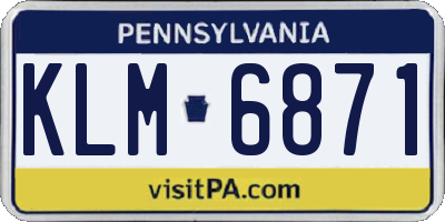 PA license plate KLM6871