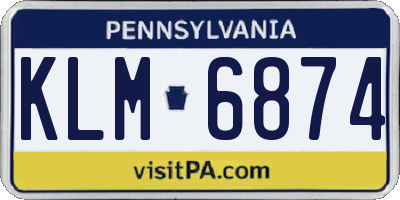 PA license plate KLM6874
