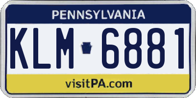 PA license plate KLM6881
