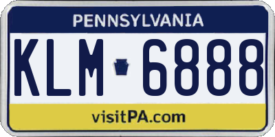 PA license plate KLM6888