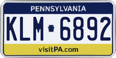 PA license plate KLM6892