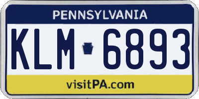 PA license plate KLM6893