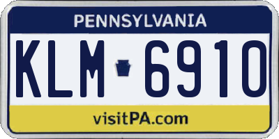 PA license plate KLM6910