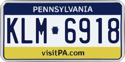 PA license plate KLM6918