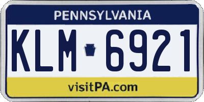 PA license plate KLM6921