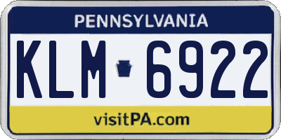 PA license plate KLM6922