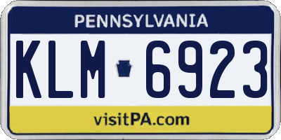 PA license plate KLM6923